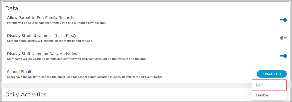edit school email